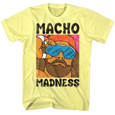 Camiseta para hombre Macho Man Randy Savage Madness dibujos animados vida salvaje WWE lucha libre Top Foto 1 de 4