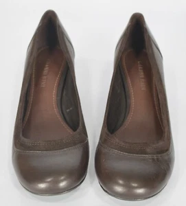 Giannia Bini Brown Leather Wedge Loafers Size 7.5 BRAZIL - Picture 1 of 11