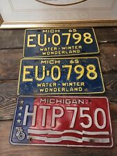 Estate Find Vintage Michigan License Plates Lot Of 3 1965, 1976