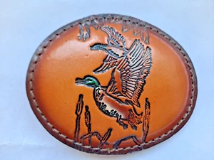 alte Gürtelschnalle, Ledergürtel JAGD ENTE - Bild 1 von 5