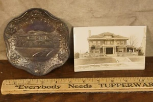 Antique Art Nouveau Willard Mansion Tray & Real Photo Postcard Marshalltown Iowa - Picture 1 of 5