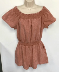 Easel Women's Marron Off The Shoulder Elastic Waist Romper Shorts Size Large - Picture 1 of 10
