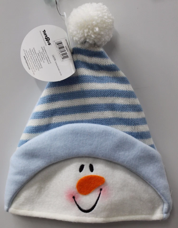 BABY BOYS SNOWMAN HAT Blue Cap Winter Christmas Holidays Decoration Infant NEW - Image 1 of 1