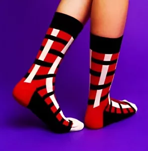 Happy Socks Over Under OU10 M/L Red Checked Black - Picture 1 of 6