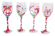 Four Block 12 Days of Christmas Wine Glasses – 8 ounces – 9” 