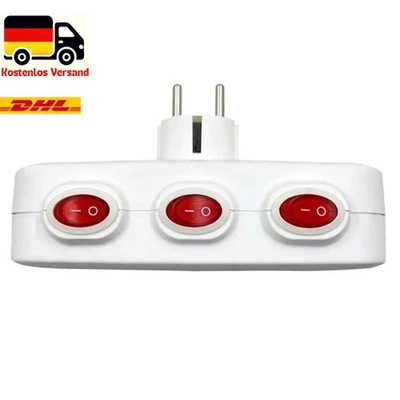 MARKENLOS 3-Fach Steckdosenleiste EU mit Schalter Mehrfachsteckdose Adapter Weiß DE