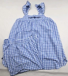 Gap Kids Little Girls Size 14 Sleepwear Set 2pc Blue Gingham Top & Shorts Cotton - Picture 1 of 9