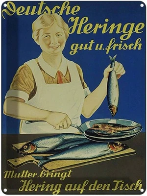 Blechschild 40x30 cm Fisch Deutsche Heringe gut frisch Hofladen Marktstand Laden - Bild 1 von 4