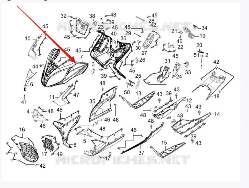 Carénage avant noir mat Kymco Xciting 64302-LGR2-305-JBP - Photo 1/1