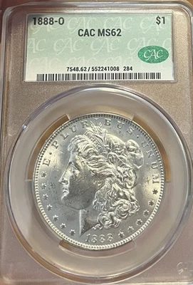 Dólar de plata Morgan 1888-O CAC MS62 Foto 1 de 4
