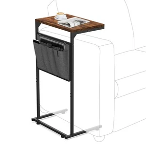C Shaped End Table, Small Side Table for Couch and Recliner, Slide Under Sofa... - Picture 1 of 8