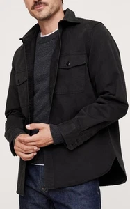 NWT Banana Republic Standard-Fit Cotton Twill Shirt Jacket Washed Black Sz M - Picture 1 of 6