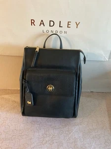 Radley Colebrook Black Leather Medium Zip Top Backpack BNWT RRP £239 & Dust Bag - Picture 1 of 7