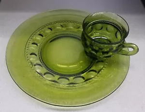 Indiana Glass King's Crown Green Luncheon Set New Vintage Set of 4 - Picture 1 of 6