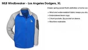 Giacca a vento Los Angeles Dodgers MLB Dunebrooke con tasche NUOVA in BORSA - Foto 1 di 3
