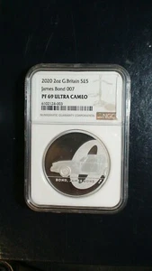2020 Great Britain NGC PF69 UCAM 5 POUND JAMES BOND 007 .999 Silver 2 OUNCE COIN - Picture 1 of 4