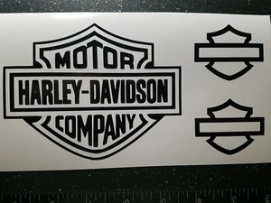 3 calcomanías de vinilo Harley Shield "negro" para ventana de motocicleta coche camión - Imagen 1 de 2