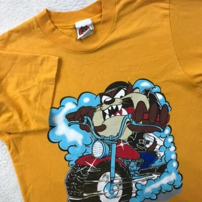 Vintage Looney Tunes Tazmanian Devil T Shirt Boys L Yellow Single Stitch 90s USA - Image 1 of 4