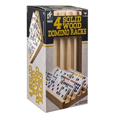 4 Solid Wood Domino Racks Family Games New Organizer Trays Hold Up To 15 Tiles - Image 1 of 4