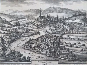 Baden Switzerland Bird's Eye View c. 1715-20 Van der Aa engraved print - Picture 1 of 2
