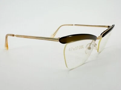 NOS De Colección Amor Francia Anteojos MARCOS Línea Dorada Cejas 130mm Marrón J942 Foto 1 de 4