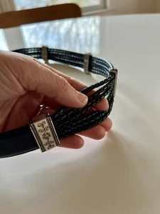 Vintage Western Cowgirl Silber Brighton Leder Twist geflochten Flechtgürtel Gr. M 30 - Bild 1 von 10