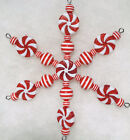 Peppermint Snowflake Christmas Tree  Ornament, Red, White, Beaded, Candy Theme