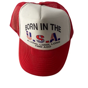 Born in the U.S.A. A Long Long Long Time Ago Trucker Hat by Nissun, OSFA, Vntg - Picture 1 of 6