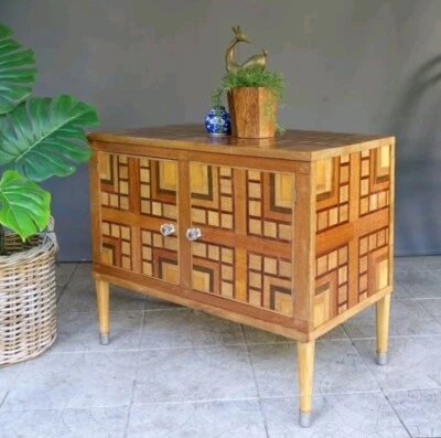 Vintage Marquetry Cabinet, Mid-century Hand Crafted Cupboard.  - image 1 of 4