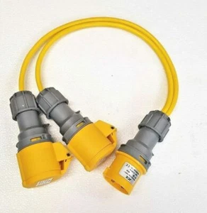 Enchufe 16A a 2 enchufes 16A. Divisor de potencia 110 V amarillo ártico de 1,5 mm - 0,5 M - Imagen 1 de 1