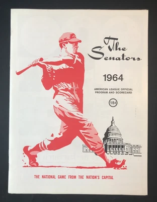 1964 Washington Senators Game Program & Scorecard MLB Baseball Souvenir AL NICE! - Image 1 of 4