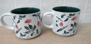 Lot 2 California Pantry Christmas Coffee Mugs Cups Holly Holiday - Picture 1 of 4