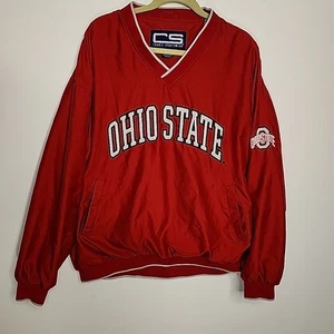 Chaqueta cortavientos vintage Ohio State Buckeyes para hombre XL roja forrada con grietas NCAA 90s - Imagen 1 de 11