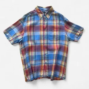 M&S Blue Harbour Cotton Shirt Mens XL Colourful Check Short Sleeve Casual - Picture 1 of 6