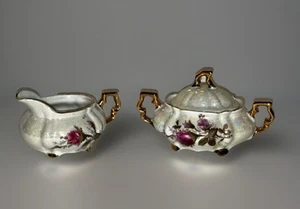 Juego de azucarero y cuenco crema vintage Royal Sealy pequeño de porcelana floral - Imagen 1 de 18