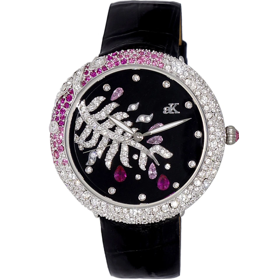 Reloj Adee Kaye para mujer majestuoso esfera plateada - AK2118-LBK Foto 1 de 1