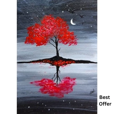 ACEO 原创景观自然树天空流行艺术卡丙烯酸手绘新品 — 第 1/4 张图片