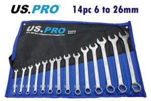 US Pro 14pc Combination Spanner Set 6 - 26mm Ring and Open End Wrench - Picture 1 of 4