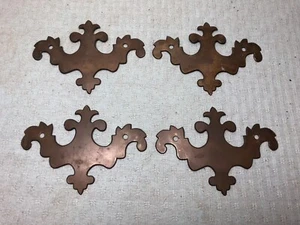 (4) Chippendale Stil viktorianische massive Messing Rosettenplatten 5 3/8" EG - Bild 1 von 2