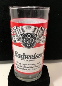 Vtg Budweiser King of Beers Classic Glass Red White Wrap Tumbler 5.5" - Picture 1 of 3