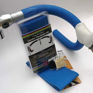 Kit de cubierta de manillar de cuero azul vintage Velobitz, hilo de cera y agujas - Imagen 1 de 6