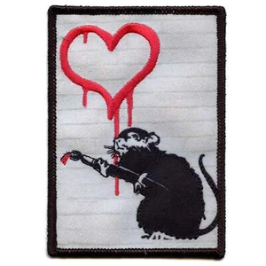 Banksy Love Rat Embroidered Iron On PhotoPatch - Picture 1 of 2