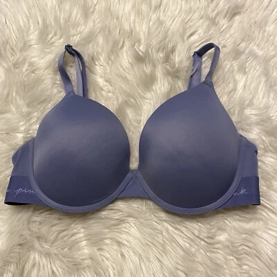 Victorias Secret PINK 36D Blue Bra Wear Everywhere Push Up Underwire - Image 1 of 4