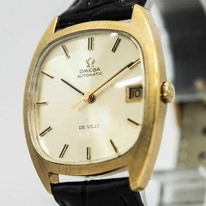 *NEAR MINT w/Paper* Vintage OMEGA De Ville Cal.1002 Automatic Gold Dial 32mm Men - Picture 1 of 19