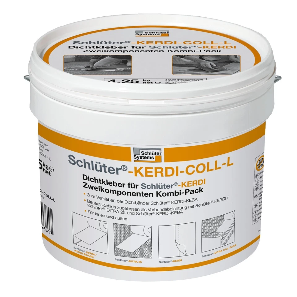 Schlüter  Kerdi-Coll L Dichtkleber (Hohe Klebekraft; Lösungsmittelfrei; Imprägnierkleber; für überlappende Streifen, unter Fliese oder Platte; 4.25 kg)