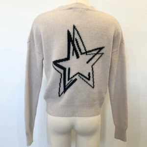 360 Cashmere Pullover Novelty Star Motif V Neck Knit Sweater S - Picture 1 of 12