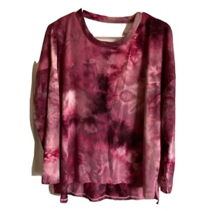 Women's NWT Derek Heart purple Pink tie dye cross back knit cozy top size XL - Picture 1 of 6