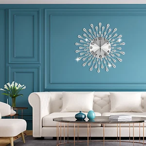 19.7 Inch Large Wall Clock Modern Big Crystal Non-Ticking Quiet Wall Clock Decor - Picture 1 of 15
