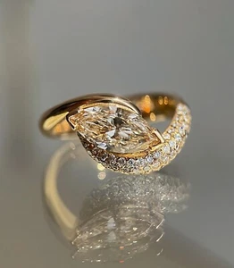 Bypass Wedding Ring 925 Sterling Silver 2Ct Marquise Cut Simulated Diamond - Picture 1 of 5