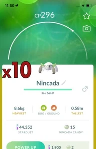 10x Nincada Pokemon Bundle !! Good Chance of Lucky and Good IVs !! Go - Picture 1 of 1
